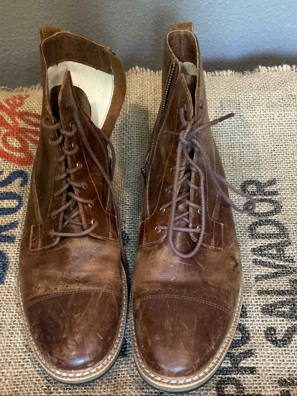 Timberland Men's Brown Leather Chukka Boots with Side Zipper Size 11
